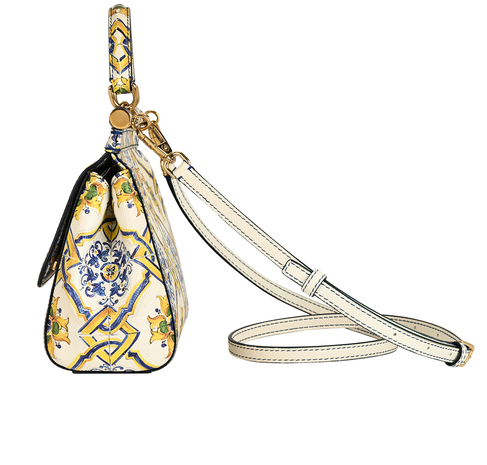 Small Miss Sicily, &pound;620, Handbags, White/Yellow, Leather, Bottom view
